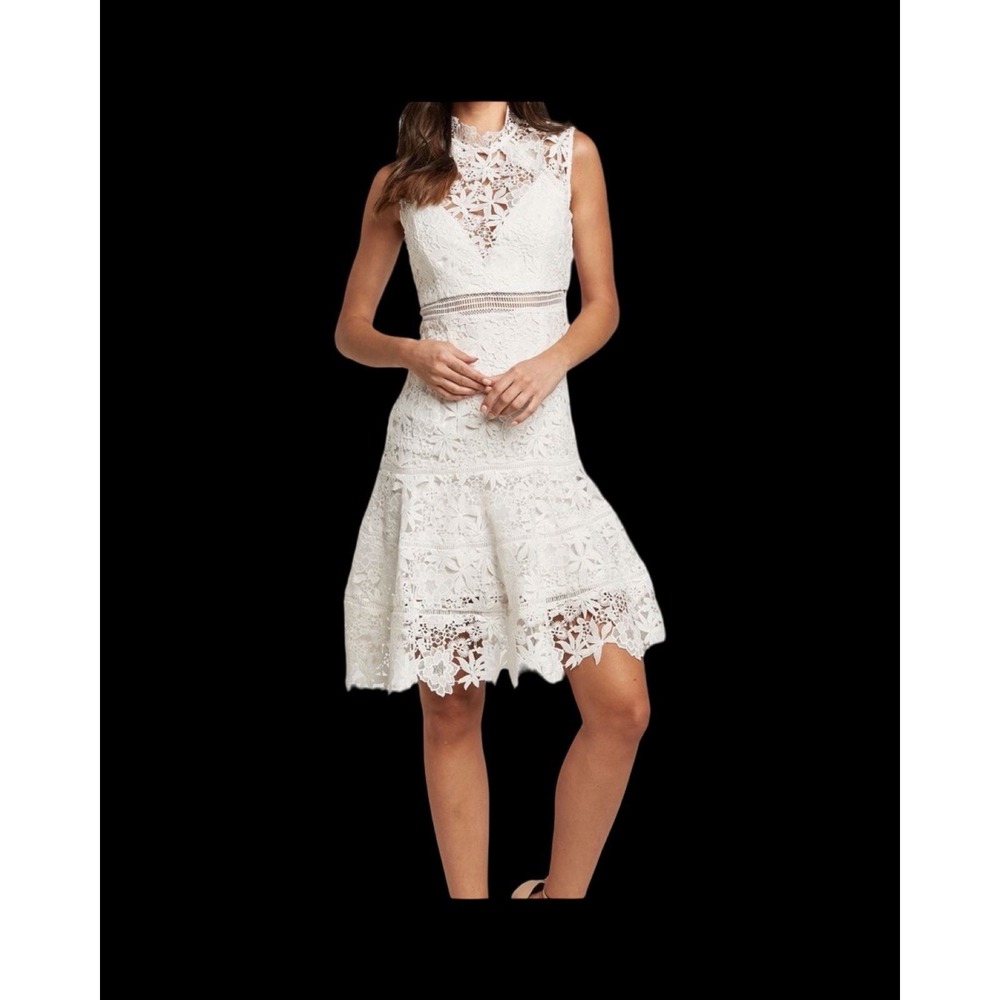 Bardot Elise Floral Lace Dress Sz 6 Ivory Cocktail Bridal Bachelorette Coquette